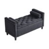 Storage Bench, Queen Velvet Button Bedside Bench, Entryway Living Room With Armrests, Nailhead Trim, Upholstered Bedroom Bench, Bedside Ottoman, Living Room, Entryway - Black - Image 11