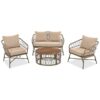 Bohemia-Inspired 4 Person Outdoor Seating Group With Removable Cushions, Conversation Patio Set With Wood Tabletop - Beige - Image 4