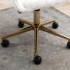 Modern Teddy Fabric Material Adjustable Height 360 Revolving Home Office Chair With Gold Metal Legs And Universal Wheel For Indoor - White - Image 7