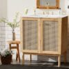 Bathroom Vanity Crafted From Natural Materials, Featuring Handmade Rattan Doors And Soft-Closing Mechanisms - Light Brown - Image 21
