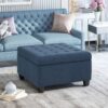 Isabella - Elegant Ottoman With Storage Functionality - Navy Blue Fabric - Image 2
