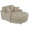 Modern Chaise Lounge Sofa Bed Upholstered Sofa Couch With Tufted Seat And Detachable Pillows For Living Room - Champagne - Image 11