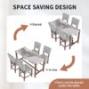5 Piece Counter Height Dining Set, Faux Marble Bar Table With 4 Upholstered Chairs, Mid Century Style For Kitchen - White / Gray - Image 10