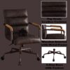Harith - Antique Top Grain Leather Office Chair - Slate - Image 5