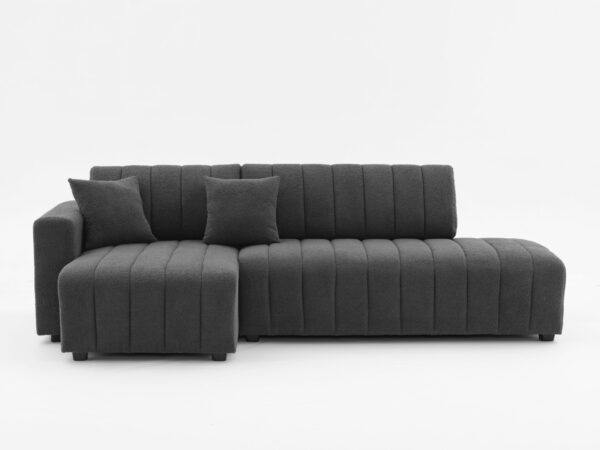 Jessica - Lamb Wool Left Facing Sectional Sofa With Chaise - Dark Gray