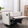 Modern Upholstered Rocker Nursery Chair Plush Seating Glider Swivel Recliner Chair - Tan - Image 22