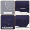 14 Pack Cushion Covers For 7 Piece Wicker Rattan Sectional Sofa (6 Seater), Outdoor Seat And Back Slipcovers With Zippers - Navy Blue - Image 4