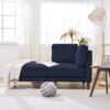 Mid-Century Modern Linen Corner Lounge Chair, Upholstered Indoor Chaise Lounge, Sleeper Sofa Bed - Blue - Image 15