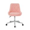 Modern Teddy Velvet Fabric Dining Chair With Golden Electroplated Legs, Soft And Comfortable, Adjustable And Space Saving - Pink - Image 13