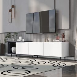 Modern Stylish Extendabletv Stand TV Cabinet For 80" TV - Black / White