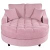 Modern Chaise Lounge Sofa Bed Upholstered Sofa Couch With Tufted Seat And Detachable Pillows For Living Room - Pink - Image 9
