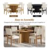 Topmax - 5 Piece Modern Round Dining Table Set Pedestal Kitchen Table Set With 4 Upholstered Dining Chairs For Studio, Apartment, Small Places - Natural - Image 6