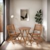 3 Piece Acacia Bistro Set, Folding Patio Furniture For Garden Backyard Balcony Porch With 1 Coffee Table And 2 Foldable Chairs - Light Brown - Image 5