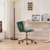 Office Desk Chair, Upholstered Home Office Desk Chairs With Adjustable Swivel Wheels, Ergonomic Office Chair For Living Room, Bedroom, Office, Vanity Study - Emerald - Image 17