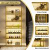 LED Tall LED Tall Wine Rack Freestanding Floor, 7 Tier Wine Baker Rack With Glass Holder & Wine Storage, Industrial Wine Display Shelf Wine Bar Cabinet For Bar - White / Gold - Image 7