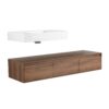 Modern Wall Mounted Bathroom Vanity With Resin Sink And Soft Close Drawer - Brown Ebony - Image 16