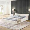 Queen Size Upholstered Platform Bed Frame With Curved Headboard - Beige - Image 2
