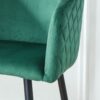 Counter Height Bar Stool, Metal Legs, Velvet Upholstered For Pub, Restaurant, Kitchen Island (Set of 2) - Black / Green - Image 2