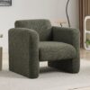 Modern Accent Chair Lambskin Sherpa Upholstered Comfy Reading Arm Chair Soft Padded Armchair With Back And Pillow For Living Room - Seaweed Green - Image 5