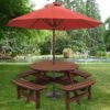 8 Person Wooden Picnic Table, Outdoor Camping Dining Table With Seat, Garden, Diy With 4 Built-In Benches, 2220Lb Capacity - Brown - Image 7
