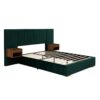 Upholstered Queen Size Bed Frame Of Velvet Tufted Headboard With Floating Nightstand LED / USB Built - Green - Image 2