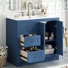 Bathroom Vanity With Ceramic Sink, Bathroom Storage Cabinet With 2 Drawers & Shelf, Freestanding Bathroom Cabinet - Blue - Image 20