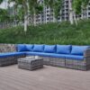 Patio Sofa With Cushions - Blue / Gray - Image 6