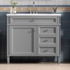Bathroom Vanity With Top Sink, Modern Bathroom Storage Cabinet With 2 Drawers And A Tip-Out Drawer, Single Sink Bathroom Vanity - Gray - Image 15