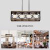 4 Light (Bulb No Included) Farmhouse Rectangle Pendant Light, Wood Texture Vintage Rustic Chandeliers Metal Industrial Hanging Light Fixtures For Kitchen, Entryway, Dining Room - Black / Natural - Image 9