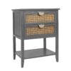 2 Drawer Side Table - Natural Rattan - End Table - Suitable For Bedroom, Living Room, Or Study - Gray - Image 8