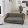 Durable Elevated Dog Sofa Bed With Modern Irregular Armrest Design Comfortable Soft Pet Sofa Dark - Dark Gray - Image 5