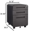 3 Drawer Mobile File Cabinet Under Desk Office, Simple Style Versatile Storage Cabinet, 5 Wheel Design Anti-Tilting Cold Rolled Steel Waterproof Moisture-Proof - Black - Image 17