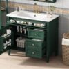 Bathroom Vanity With Top Sink, Modern Bathroom Storage Cabinet, 2 Drawers And A Tip-Out Drawer, Single Sink Bathroom Vanity - Green - Image 20