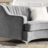 Velvet Curved Sofa - Gray - Image 2