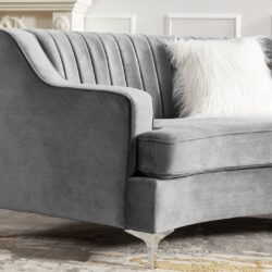 Velvet Curved Sofa - Gray