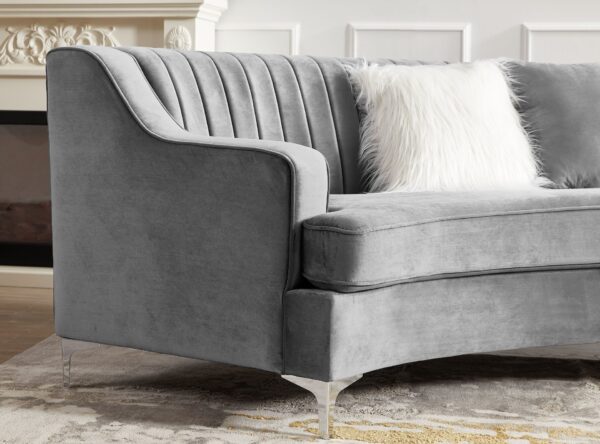 Velvet Curved Sofa - Gray