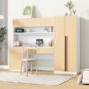 2 Door Storage Desk Wardrobe For Bedroom With Shelves And Drawers - Natural - Image 14