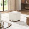 Upholstered Storage Ottoman - Ivory White - Image 6