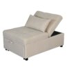 Versatile Folding Ottoman Sofa Bed Wood Multifunctional Space Saver - Beige - Image 5