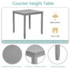 5 Pieces Dining Table Set, Wooden Dining Square Table Set For 4, Counter Height Kitchen Table Set With Square Table And 4 Upholstered Chairs For Small Space - Gray - Image 8