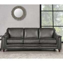 Belfast-Top Grain Leather Sofa Couch - Gun Ash