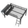 Full Size Modern Gaming Mid Loft Bed With Desk And LED Lights - Black - Image 10