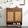 Multi Functional Modern Minimalist Shoe Cabinet Perfectly Blends Into Nordic, Japanese, And Industrial Style Homes - Walnut - Image 4