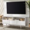 Mid-Century Modern 3 Drawer Solid Wood TV Stand For TVs Up To 65" - White - Image 5