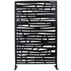 Outdoor & Indoor Privacy Screen Metal Privacy Screen, Steel Decorative Panels - Black