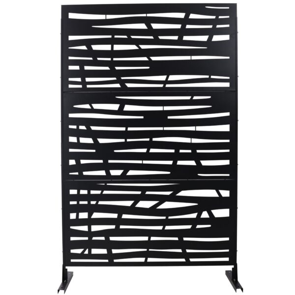 Outdoor & Indoor Privacy Screen Metal Privacy Screen, Steel Decorative Panels - Black