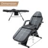 Massage Salon Tattoo Chair With Two Trays Esthetician Bed With Hydraulic Stool, Multi-Purpose 3-Section Facial Bed Table, Adjustable Beauty Barber Spa Beauty Equipment - Black - Image 8
