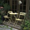 3 Piece Patio Bistro Set Of Foldable Round Table And Chairs - Yellow - Image 9