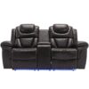 3 Pieces Recliner Sofa Sets Home Theater Seating Manual Recliner Chair With Center Console And Led Light Strip For Living Room - Brown - Image 16