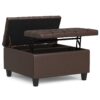 Harrison - Small Square Coffee Table Storage Ottoman - Brown - Image 2